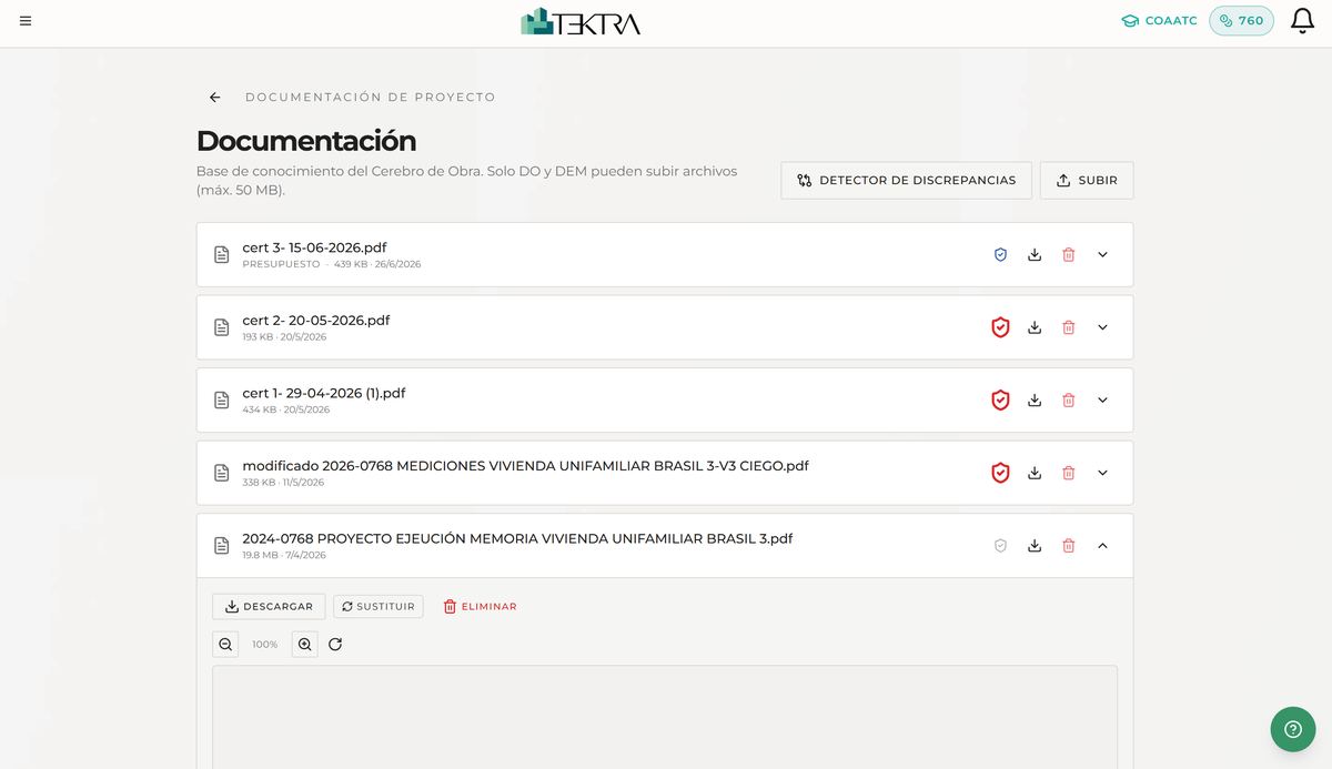 Módulo de documentación de proyecto de TEKTRA